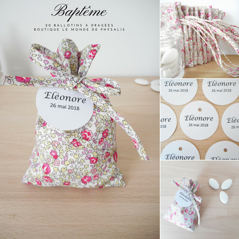 Ballotin à dragées Liberty Eloïse rose – Image 3